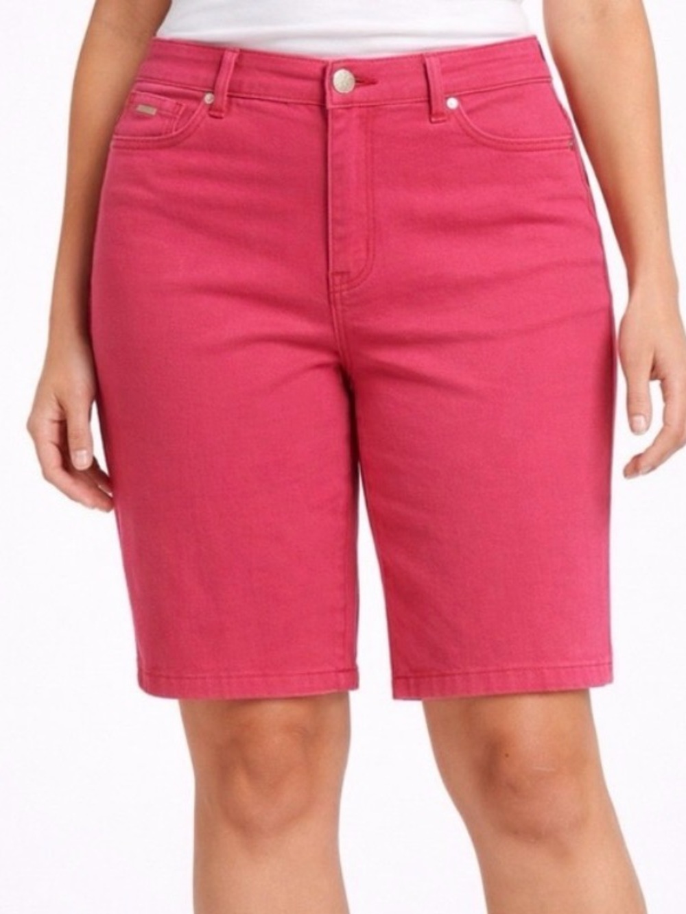 Nine West Jeans Gramercy Pink Bermuda Shorts Size 12 Stretch Cotton(A334)✨